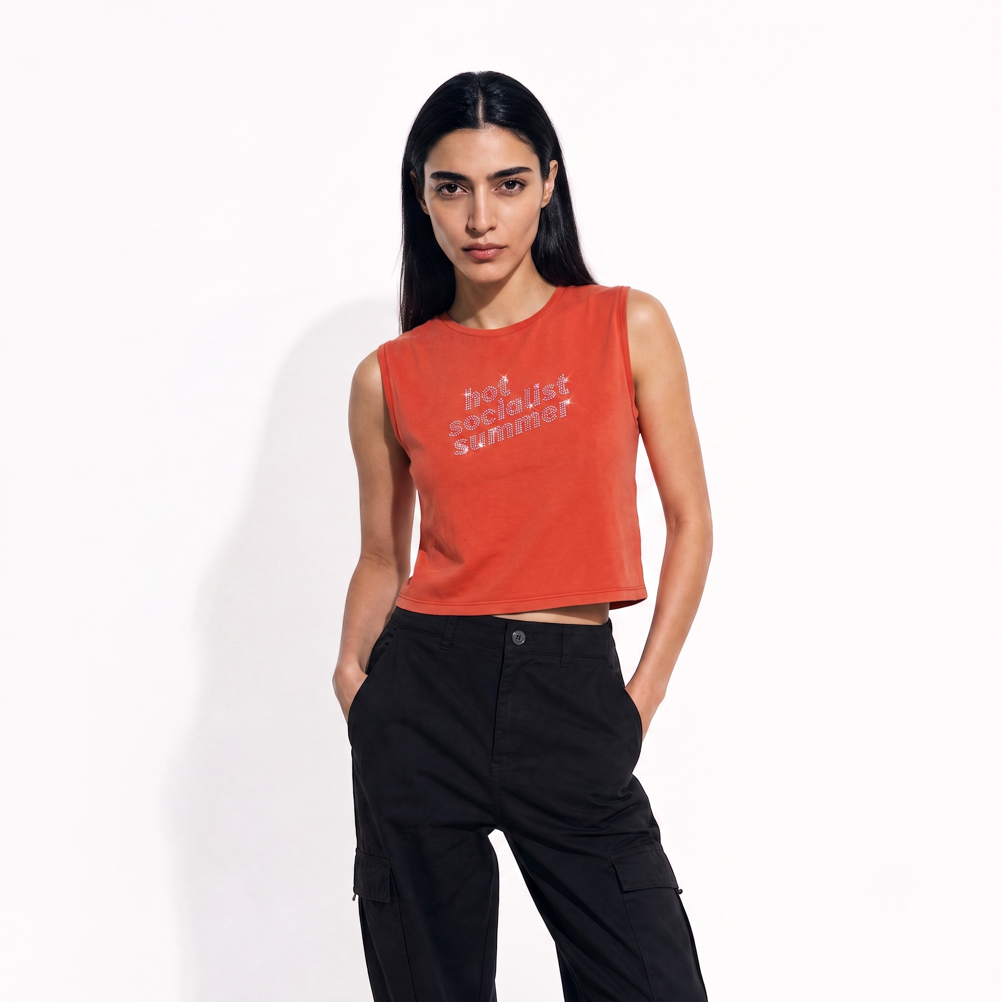 Hot Socialist Summer Unisex Strass Cropped Top